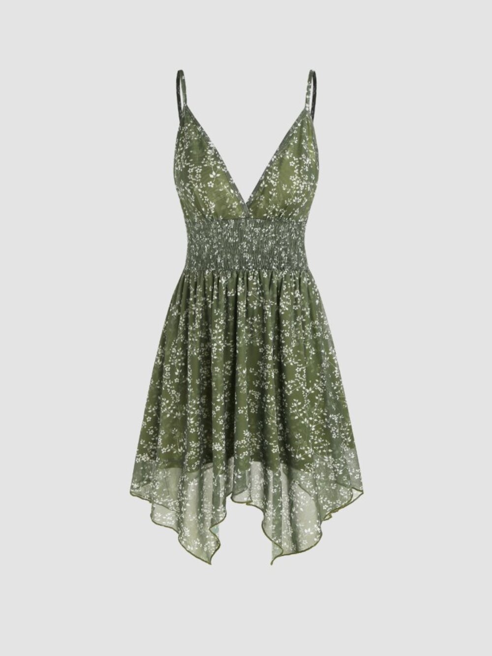 Deep V-neck Backless Ruffle Cami Dress